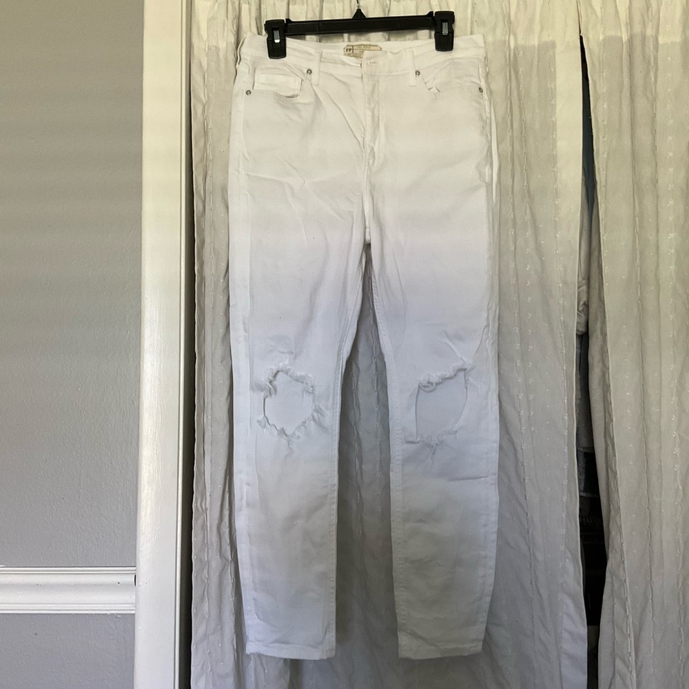 Free People White Busted Knee Skinny Jeans